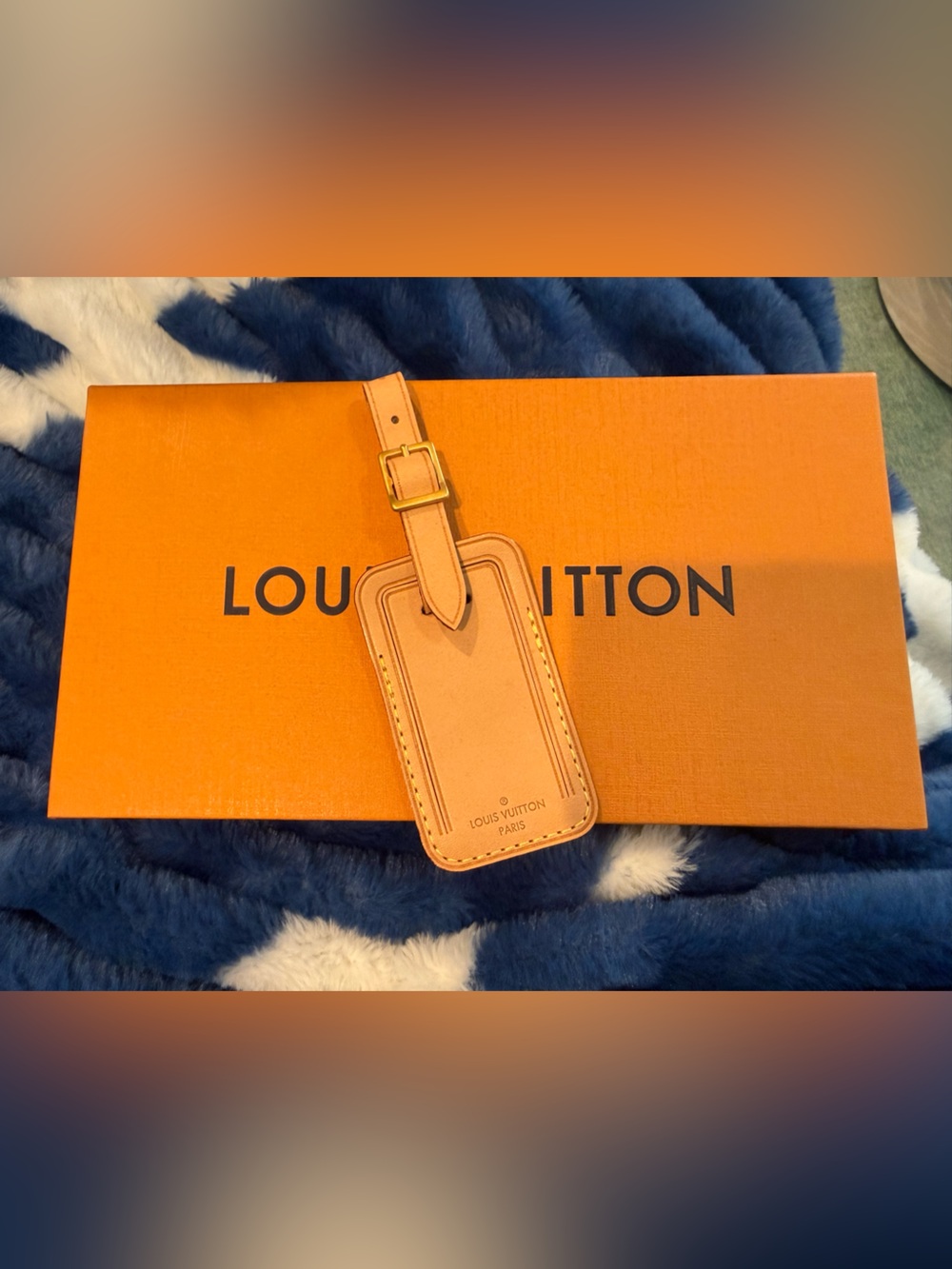 Louis Vuitton Natural Vachetta Leather Luggage Tag with Yellow Stitching